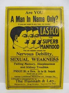 lot 188 image: Embossed Tin LAS-I-CO Superb Manhood Advertising Sign