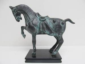 lot 81 image: Bronze Oriental Horse Sculpture