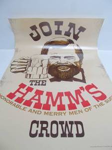 lot 94 image: Large Vintage HAMMS Beer Poster Join the Hamms Crowd