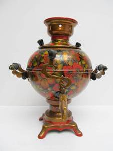 lot 97 image: Excellent Vintage Hand Painted Russian Samovar