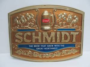 lot 100 image: Embossed Vintage SCHMIDT Beer Sign