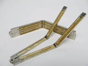 lot 65 image: 2 Rare Ox Bone & German Nickel Silver Folding Carpenters Rulers