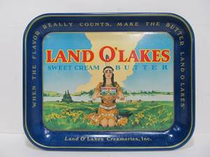 lot 76 image: Vintage LAND-O-LAKES Metal Advertising Tray