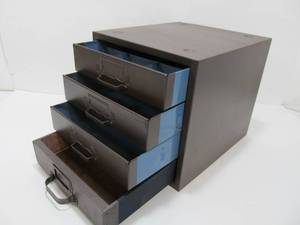 lot 127 image: Small Vintage 4-Drawer Industrial Steel Cabinet