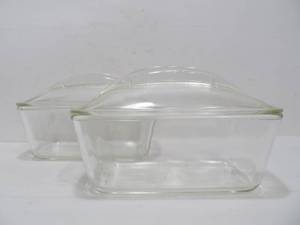 lot 129 image: Pair of Vintage Deco WESTINGHOUSE Lidded Glass Refrigerator Dishes
