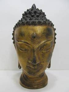 lot 37 image: Large Vintage Cast Iron Buddha Head Bust