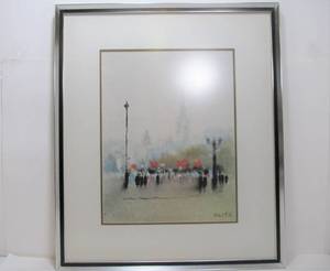 lot 271 image: Mid Century Style England Street Scene Klitz Art Print Framed