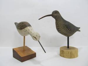 lot 193 image: 2 Hand Carved & Painted Artist Made Fold Ark Shorebirds 