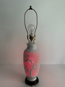 lot 318 image: Mid Century 1960s Blanc de Chine Pierced Porcelain Oriental Table Lamps