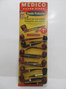 lot 304 image: Awesome Vintage 1940s era Medico Advertising Smoking Pipe Store Display wPipes