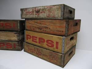 lot 339 image: Lot of 7 Vintage Wooden Advertising Soda Crates