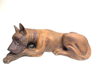 lot 29 image: HUGE Vintage Ceramic Great Dane Dog Statue