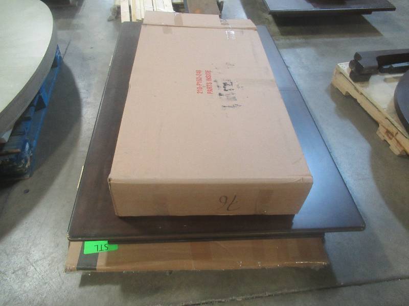 lot 334 image: CREATED FOR MACYs FURNITURE, Solid Wood Table Top (Top Only) In Walnut Finish. Slight Corner and Edge DingsScratches (see photos). Includes 18 Leaf.  Approximate Dimensions 68 X 42 Tall.
