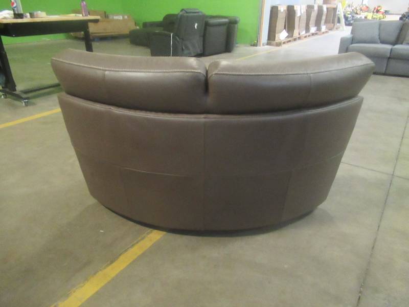 lot 301 image: CREATED FOR MACYs MASTER SOFA FURNITURE, Leather Wedge (Wedge Only From Sectional) in Brown. Approximate Dimensions 64 x  40 x 30 Tall