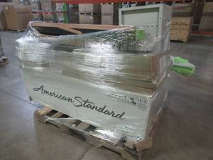 lot 186 image: Large WholesaleSalvage Pallet from left-over Retail Items (Tub, Flooring, Building Materials and More).