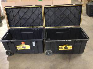 Lot of 2  DEWALT Tough Chest 38 in. 63 Gal. Mobile Tool Box Customer Returns See Terms on Auction