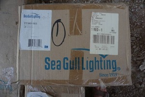 lot 55 image: Sea Gull Lighting Model 77380-965 Parkview 2 Light 15 inch Antique Brushed Nickel Pendant Convertible Ceiling Light in Satin Etched Glass