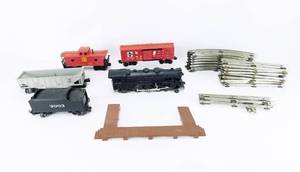 lot 114 image: Vintage AT and SF Railroad Set Including Engine, 4 Cars and Rails