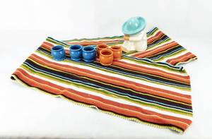 lot 48 image: Fiesta Table Runner, Napkin Rings and Statue
