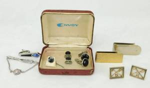 lot 6 image: Lot of Cufflinks, Tie Tacks, Studs and Money Clips including Swank Polo  Cufflinks