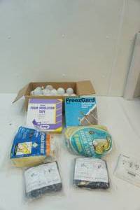 lot 104 image: Freezegard self regulating Crankcase Heater, Various Piping Insulation Kits, and Lightbulbs