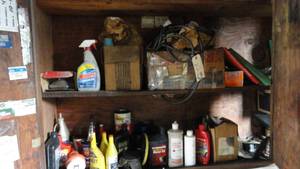 Lot of Misc. Automobile Items with Cabinet