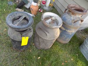 3 Antique Milk Cans