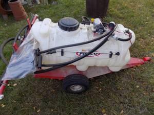 Pull Behind Sprayer FIMCO 12V Pump w Pressure Gauge & Hand Wand