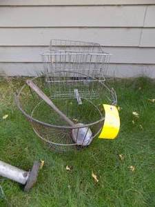 Vintage Egg Basket w Cast Iron Ladle 2- Vintage Bike Baskets