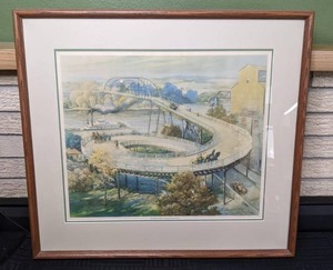 Framed Matted Print The Old Spiral Bridge at Hastings by Edward Brewer