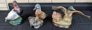 Lot of (3) Collectible Duck Whiskey Decanters Lord Calvert Canadian and Jim Beam