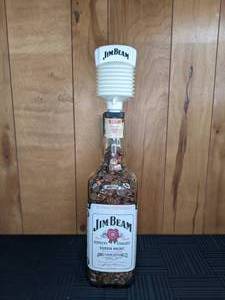 Glass Jim Beam Bottle with Pennies