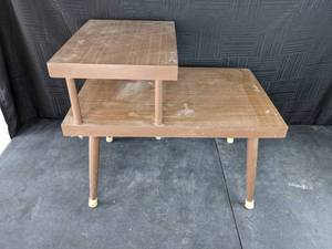 Step Side 2-Tired Wood End Table