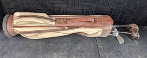 Vintage Atlantic Golf Bag and (8) Golf Clubs Golfcraft Autograph Shirley Spork Ladies Putter, Etc.