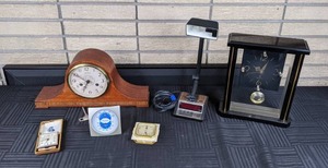 Assorted Clocks, Humidiguides, and Spartus Digital Alarm Clock with Lamp
