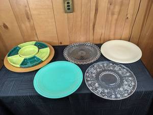 Four Platters, Fiesta platter, Glass Platters, and Lazy Susan