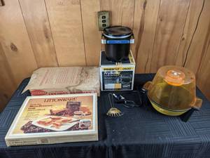 Kitchen Appliance Bonanza Hamilton Beach Butter-Up Corn Popper, Presto FryBaby, Littonware Micro-Browner Grill and The Washburn Company Spit Basket