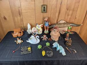 A Unique Assortment of Home Decor Plaques, Gnome, Camel, Swan, Etc.