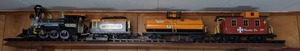 Replica Toy Train, Tracks, and Shelf