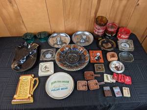 A Collection of Vintage Ashtrays (Coors) and Matchbooks