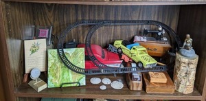 Mixed Lot of Decorative Gift Items, Toy Train with Track, Model Cars, and More