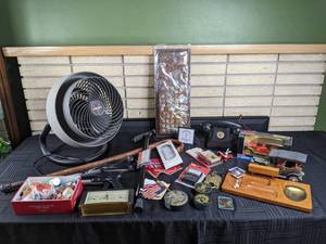 Mixed Lot of NEW and Vintage Items Canes, Grabbers, Model Cars, Key Ring Collection, Multitesters, Pins, Marine Corps Items, and Much More