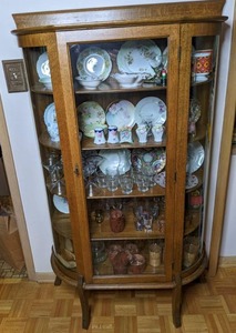 Vintage Curved Beveled Glass China Cabinet