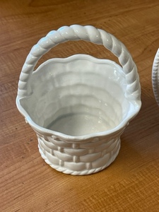 Ceramic Straw Hat Wall Pocket Vase and Ceramic Weaved Basket