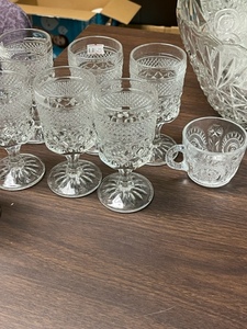 Crystal Punch Bowl and Glasses