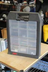 lot 205 image: Rubbermaid Parts Organizer Storage Cabinet