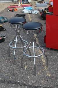 lot 231 image: Lot of (2) 32 PaddedMetal Bar Stools