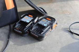 lot 307 image: Lot of (2) Ridgid 18V Lithium Ion Cordless Tool Batteries