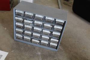 lot 369 image: Parts Organizer Cabinet 25-bin w Fasteners, Hardware