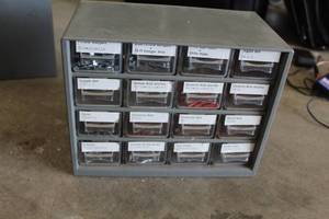 lot 370 image: Parts Organizer Cabinet 16-bin w Hardware